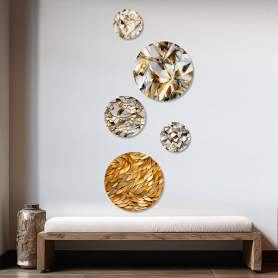 Korolevu - Marble Glam Round Wall Art Set Of 5