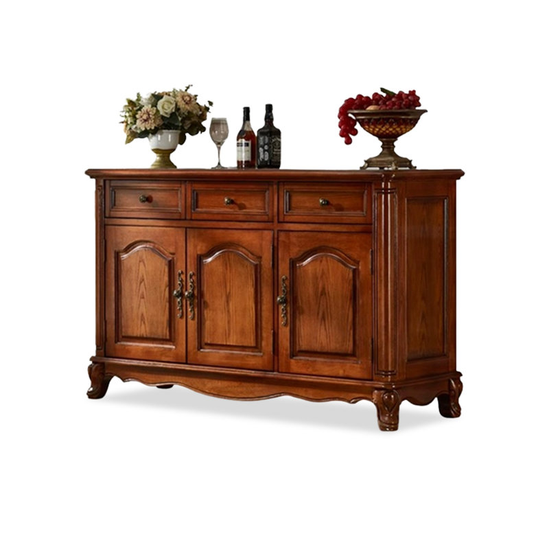 Buffet cerisier massif et bois manufacturé, H 35,04 po x l 51,18 po x P 18,9 po