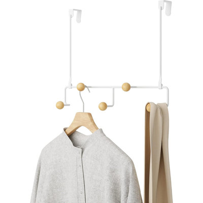 Over The Door Coat Rack & Multi-Use Organizer, For Coats, Bags, Hats & More, Small, White/Natural