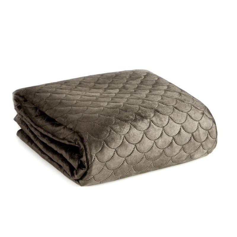 Ried Velvet Solid Colour Bedspread, Brown, W220 x L240cm
