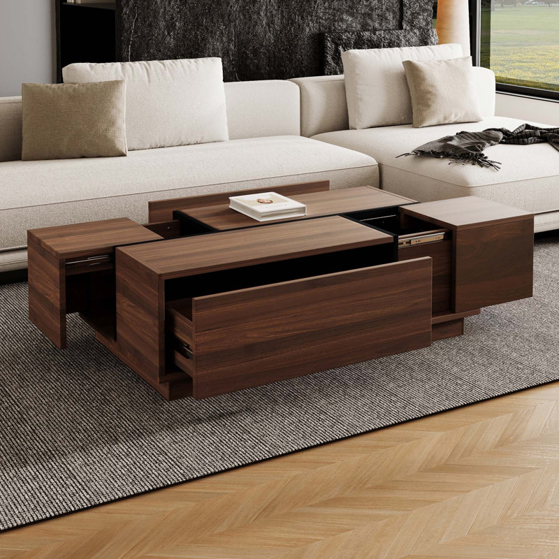 Rectangular Sliding Top Coffee Table, Walnut