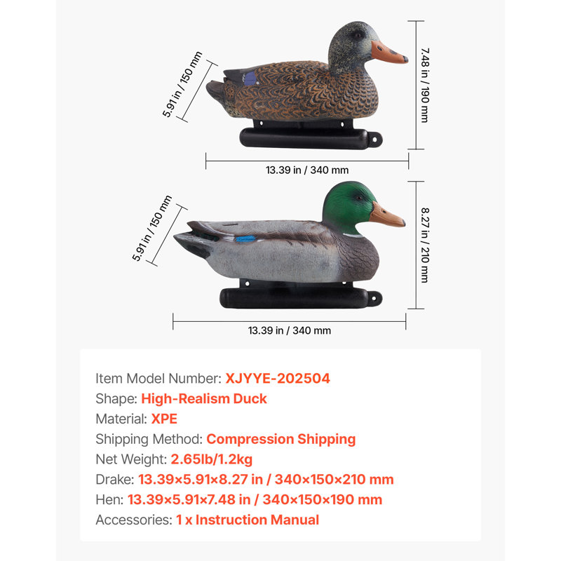 Canard flottant réaliste en plastique Duck Decoy