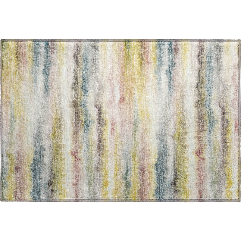 Premium Machine Washable Mayfield AMF2098 Striped Rug, Gold, 1'8" x 2'6"