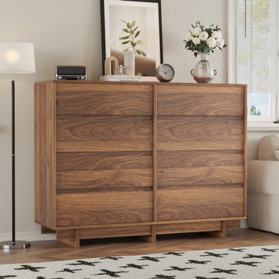 Modern 53.1" W Dresser With 8 Drawers, Double Dresser With Large Storage Space For Bedroom, Living Room,Walnut