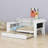 Wood Platform Bed with Upholstered Headboard, LED Lights, Charging Station, Storage Shelves, Trundle Bed & Desk-656764929