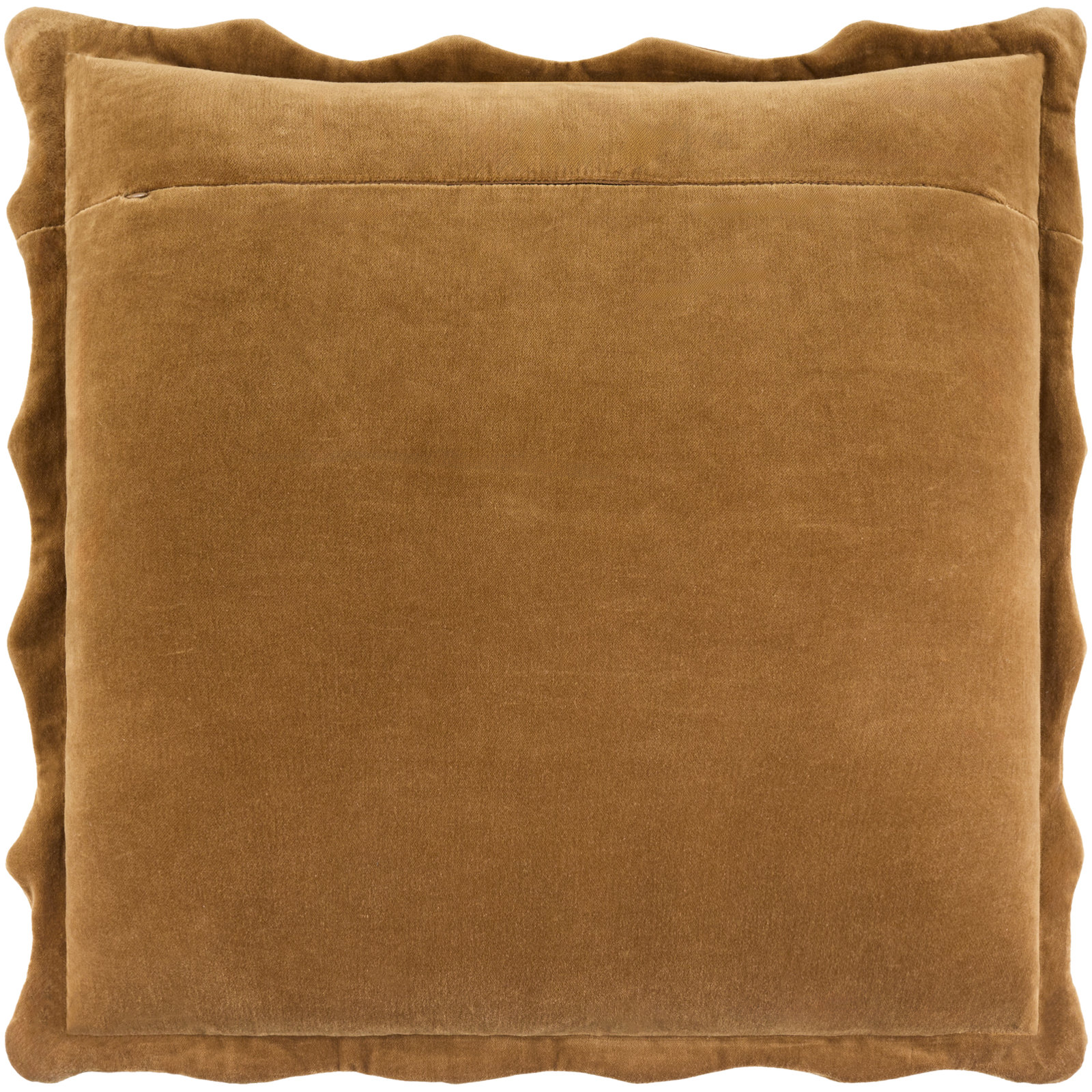 Collier Scalloped Edges Cotton Throw Pillow, 20"H x 20"W, Down, Tan