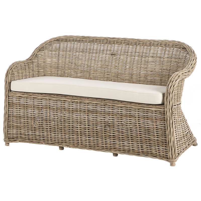 Chilson 150cm Wide Curved Wicker Patio Sofa with Cushions, Yes