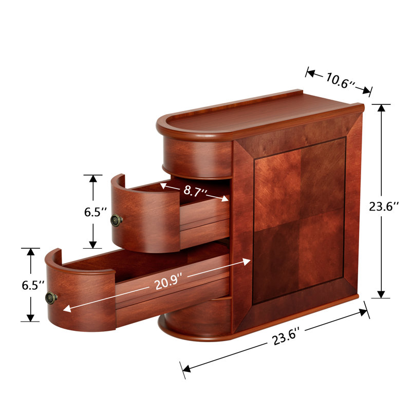 Table de bout en bois massif, table d'appoint étroite avec 2 tiroirs, 2 Drawers End Table, 1