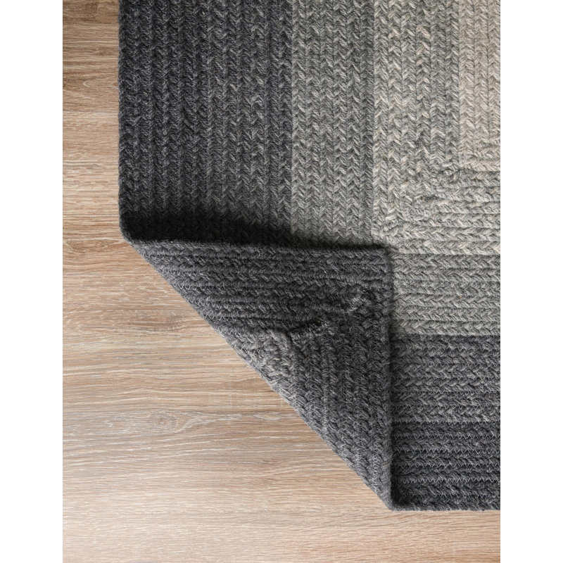  Ombre Hand Braided Wool Rug, Gray, Runner 2' x 6'1"