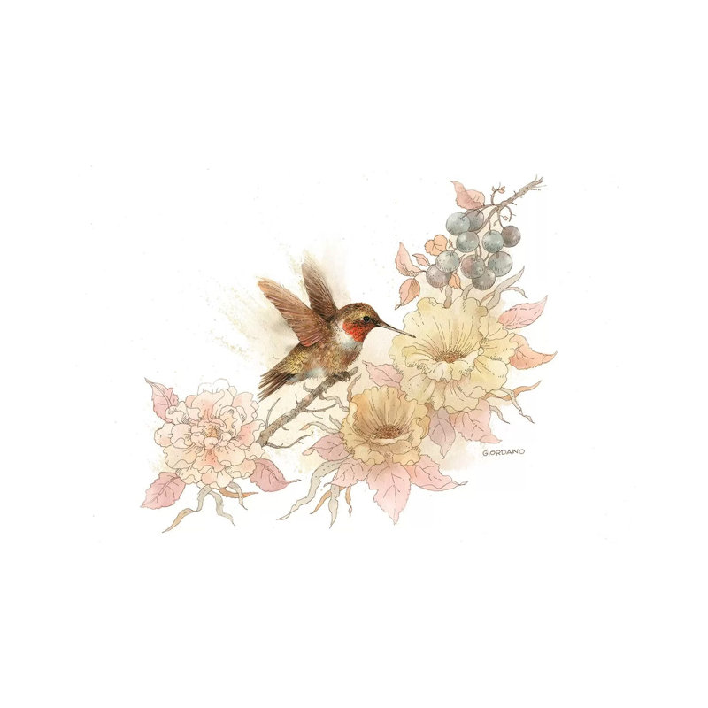 Colibri vignette - impression d'art graphique, Aucun mat, H 18 po x l 26 po x P 1,5 po, Toile tendue