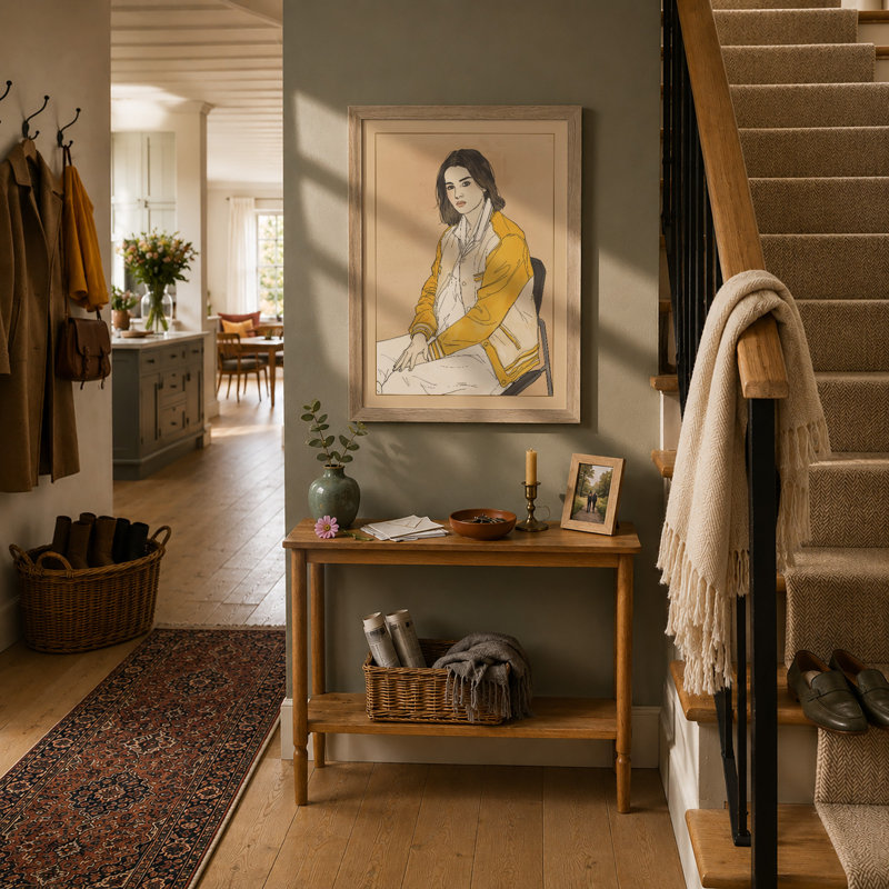 Woman in Mustard Modern - Framed Print, Oak, A4 - 29.7 x 21.0 cm