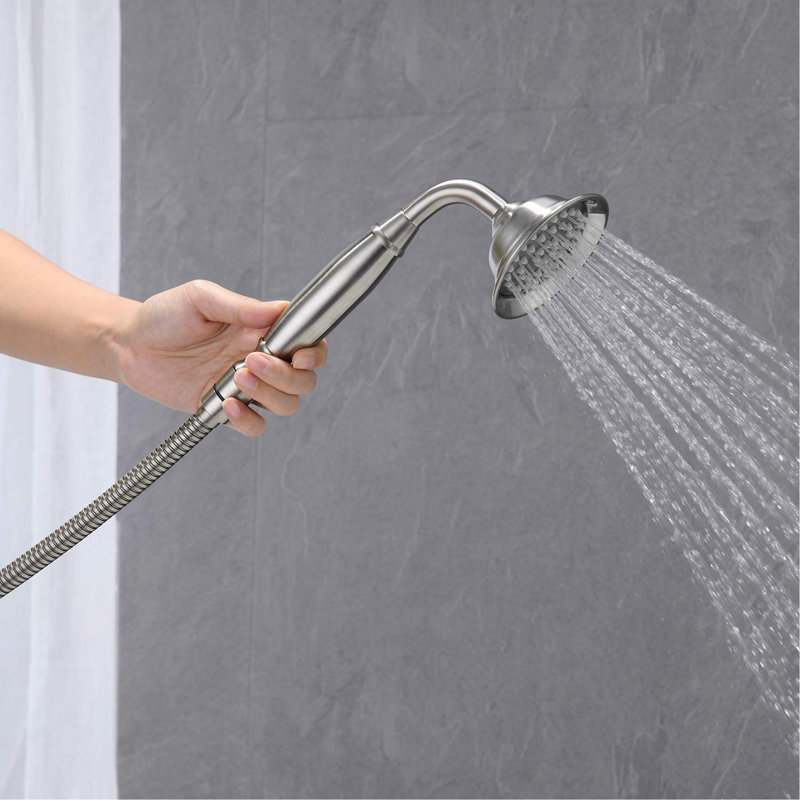 Robinet de baignoire autoportant en nickel brossé avec fixation au sol pour douche à main, Nickel brossé