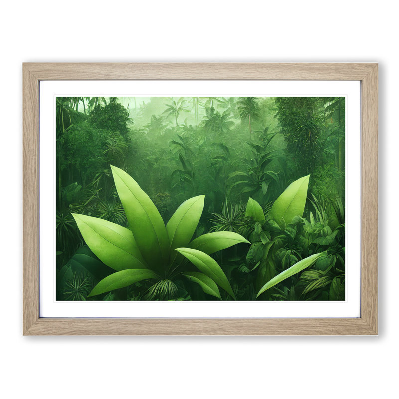 Jungle Plants Vol.2 - Framed Print, 46cm H x 64cm W x 2cm D, Oak