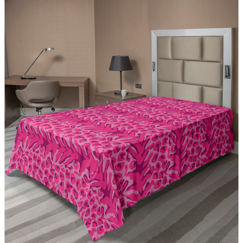 Drap plat moderne de style bohème Ambesonne, Drap plat pour lit simple TG, Hot Pink/Magenta/Blush Abstract 1
