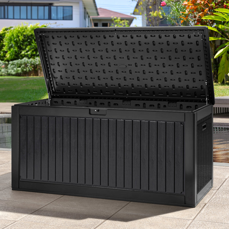 Coffre de terrasse extérieur en résine 260 gallons, Noir, noir, noir, noir