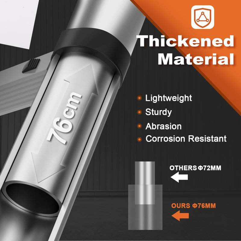 Échelle télescopique, échelle légère en aluminium 12,5 pi SocTone avec 2 stabilisateurs triangulaires, capacité maximale de 330 lb, échelle pliable polyvalente pour le véhicule récréatif ou l'extérieur