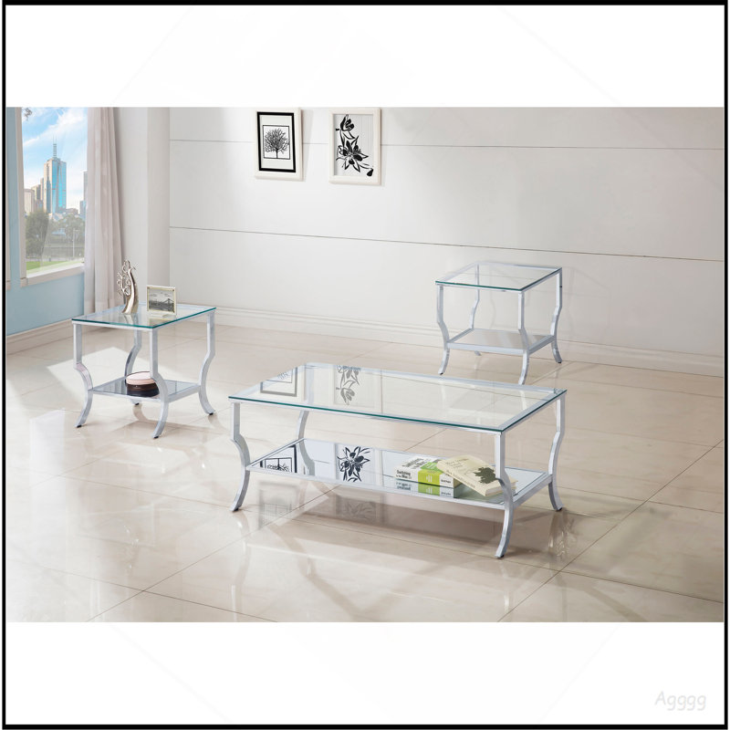 Seroff Chrome 3-piece Coffee Table Set
