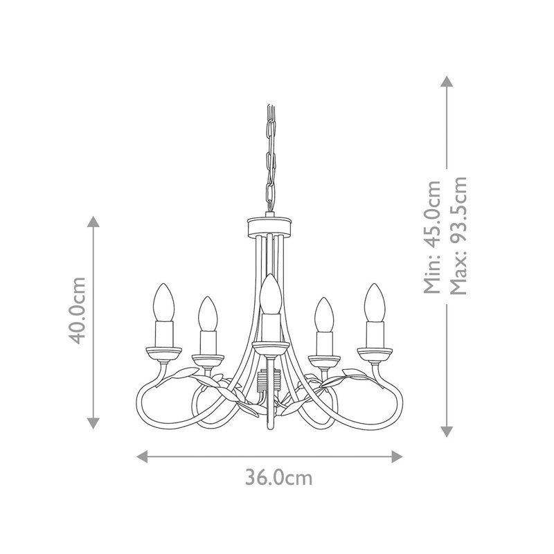 Bardell 5 - Light Candle Style Chandelier, Ivory and Gold