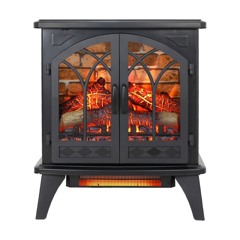 24" Electric Infrared Quartz Fireplace Stove with 3D Flame & Remote Control