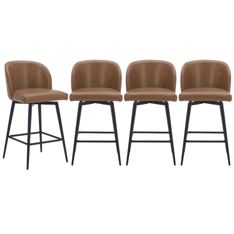 Tabouret de bar et de comptoir pivotant Brendaly (ensemble de 4) - Similicuir, Brun selle