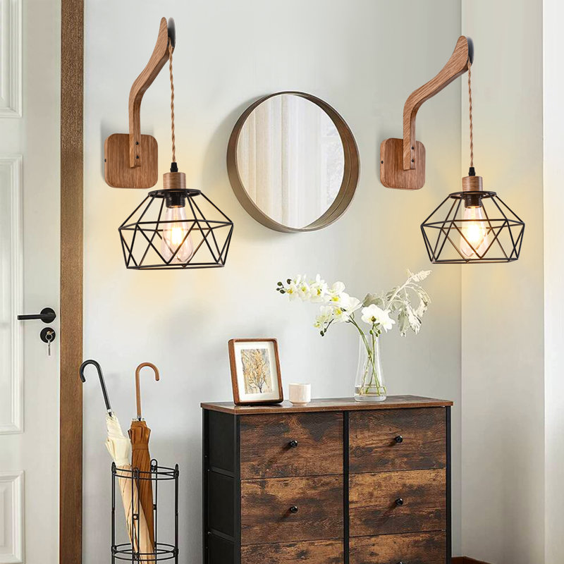 1 - Light Farmhouse Industrial Swing Arm Sconce, Adjustable Arm Wall Sconce