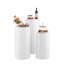 Ensemble de 3 socles cylindriques ronds blancs pour décoration de mariage et de fête - socles en plastique modernes avec couvercles en PVC