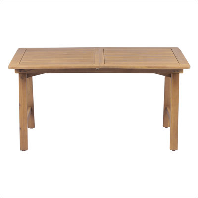 Extendable Acacia Wood Outdoor Dining Table, 59" to 78.74" Rectangular Patio Table with Slatted Top, Weather-Resistant Wooden Expandable Table for Backyard, Garden & Deck, Teak Finish