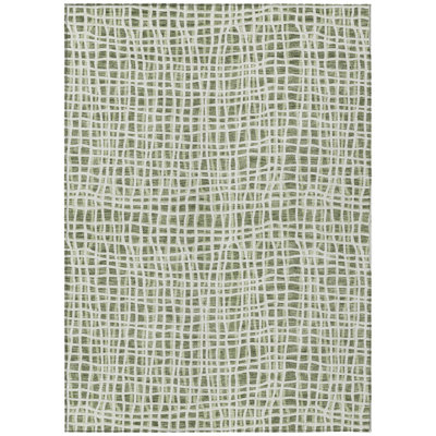 Tapis intérieur lavable rayé vert et ivoire 5 pi x 8 pi