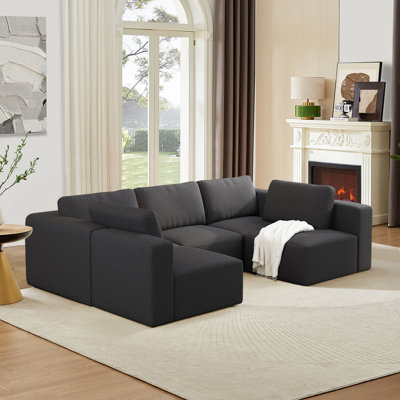Modular Sectional Sleeper Couch for Living Room, U Shaped Sectional Sofa with Chaise and Ottoman by Ebern Designs