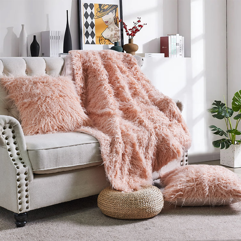 Hand Woven Throw Blanket, Rose