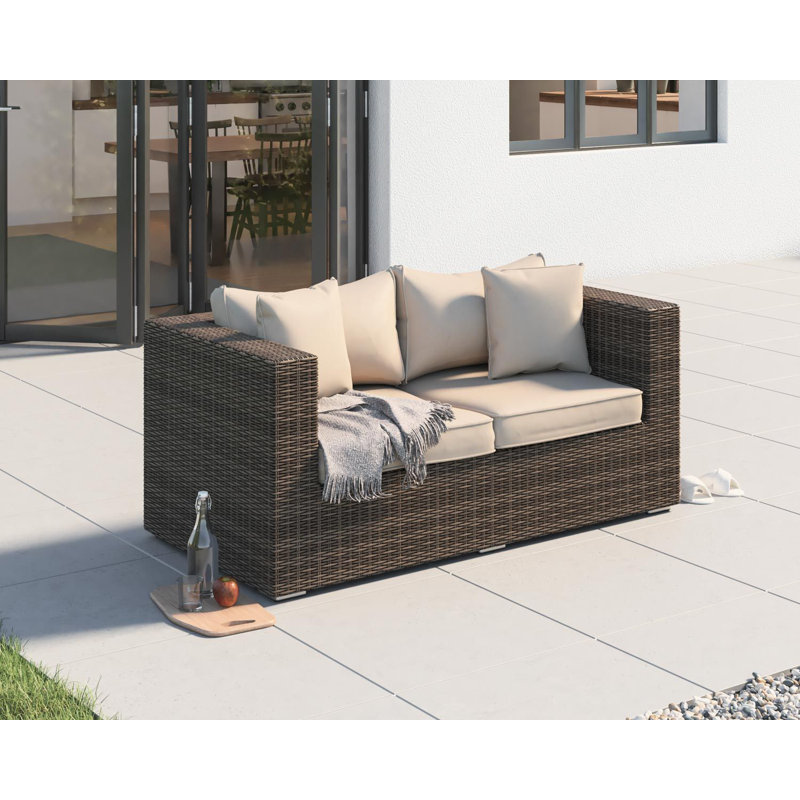 Syonna 148cm Wide Straight Patio Sofa with Cushions