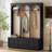 Black Farmhouse Hall Tree with Arched Design, 3 Drawers & 8 Hooks-1386040379