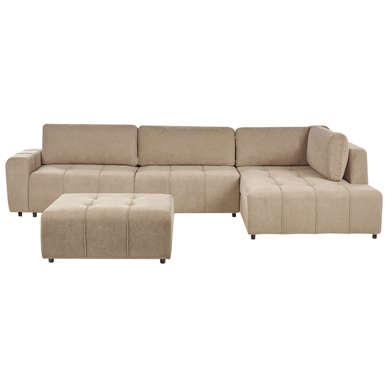 Corner Sofa Bed INNVIK Fabric 4 Seater, Right Hand Facing, Brown