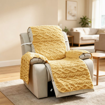 Housse de fauteuil inclinable en peluche jacquard géométrique, protection douce et moelleuse pour fauteuil inclinable avec base élastique pour salon