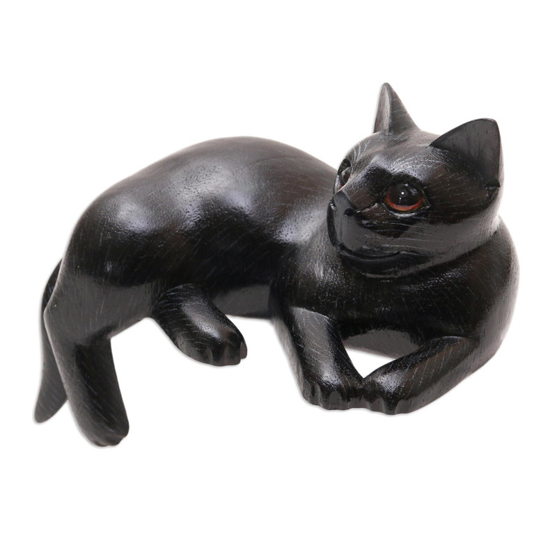 Statuette chat rêveur