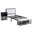 Lit plateforme simple en métal avec tablettes et armoire en bois de renom, digne de rangement noir-998108390-998108389
