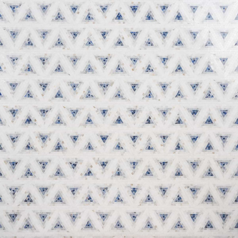 Ako 5" Triangle Marble Micro Mosaic Tile, Azul Blue