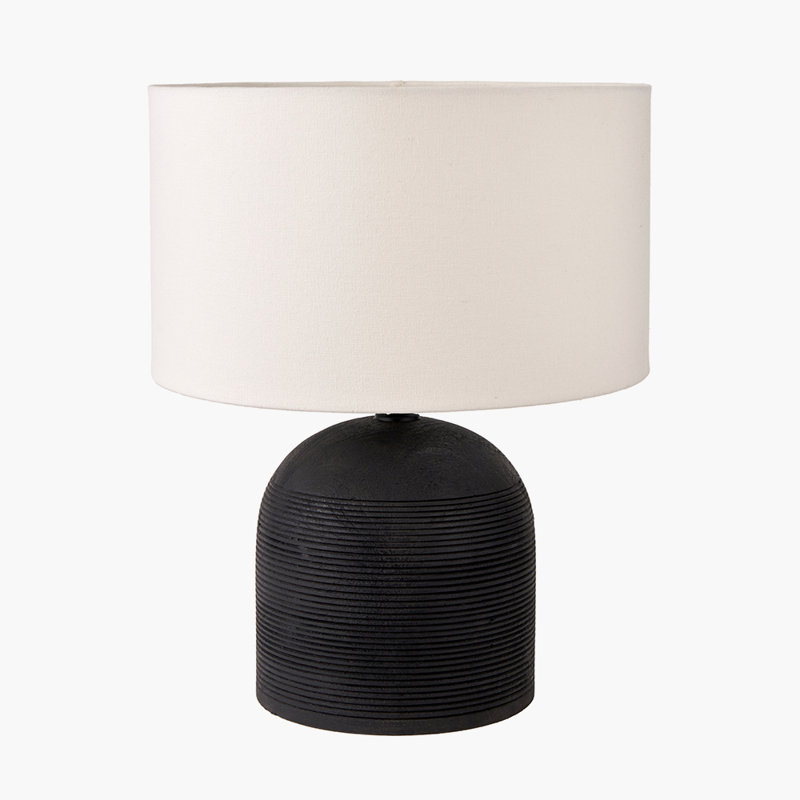 Table Lamp, Black, White, 18.11" H x 13.78" W x 13.78" D