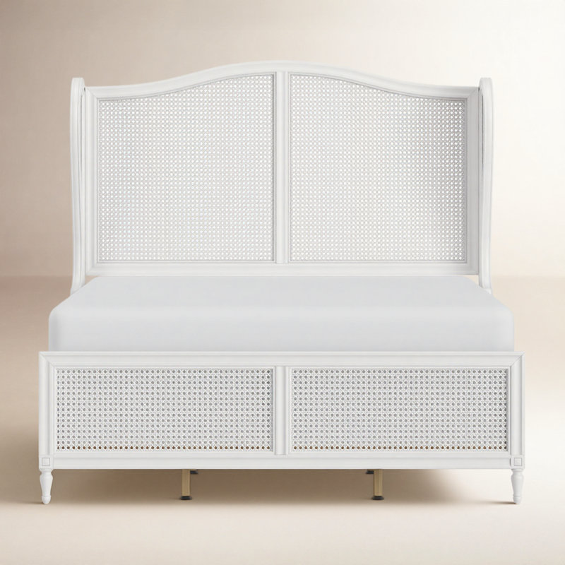 Gia Wingback Bed, White, Queen