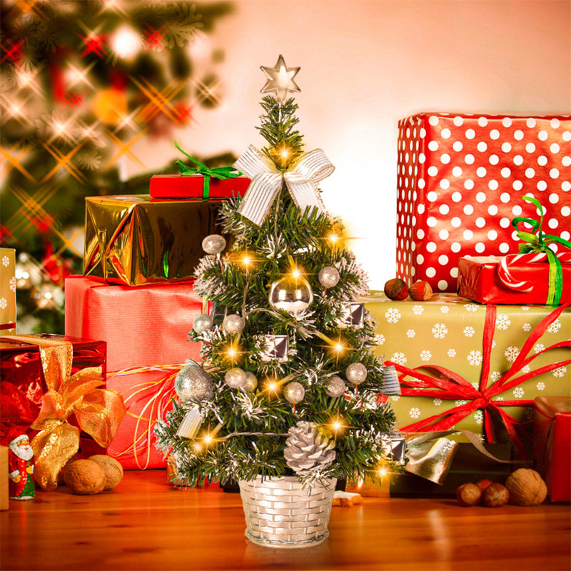 Arbre de Noël doré 17,7 po H, Argent