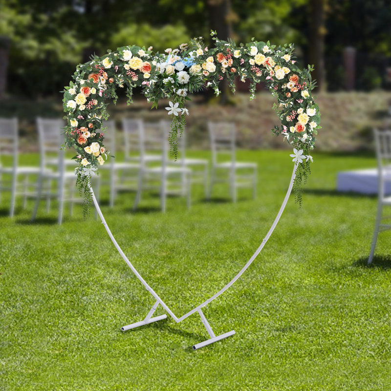 Support en forme de cœur en forme d'arche de mariage en acier au carbone, Blanc