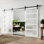 Porte de grange en verre givré 5-Lite avec ensemble de quincaillerie en bois manufacturé massif