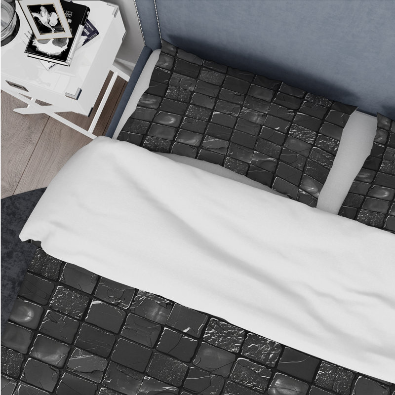 Black Modern Mosaic Tiles VI - Ensemble de housse de couette moderne, Housse de couette très grand et 2 très grandes t