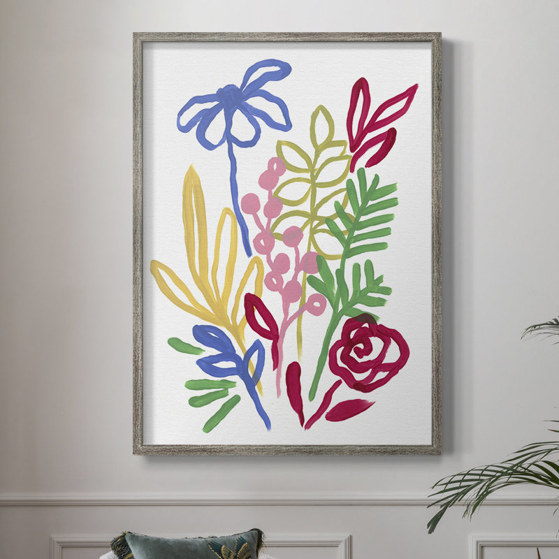 «Bold Brushstroke Blooms I», reproduction encadrée - bois massif, H 11 po x l 9 po