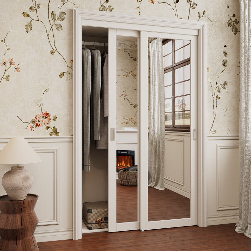 Portes de placard coulissantes à miroir 48 x 80 de hauteur avec quincaillerie et poignées, 48 po x 80 po