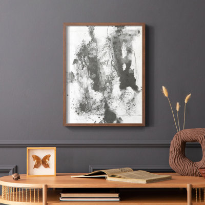 Graphite Abstract III Framed Print - Solid Wood