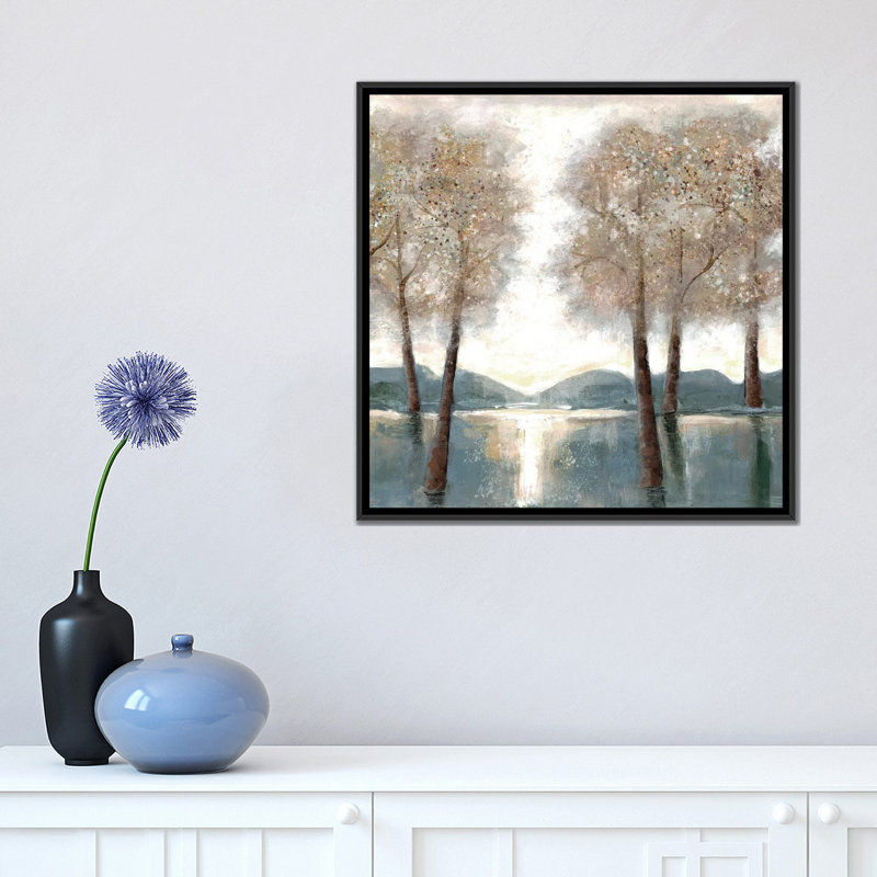Giclée sur toile tendue Approche du bois II par Doris Charest, Toile avec cadre noir, Pas de tapis