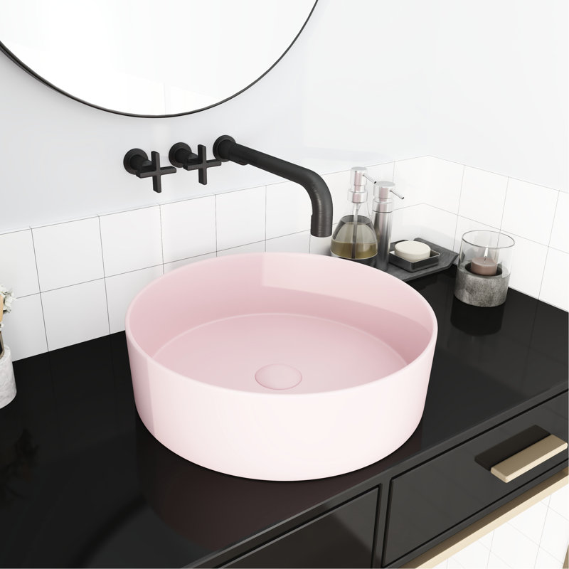 Lavabo vasque en céramique rose pour salle de bain - lavabo artistique, l 15,7 po x P 4,7 po, en céramique, facile à nettoyer et fonctionnant parfaitement