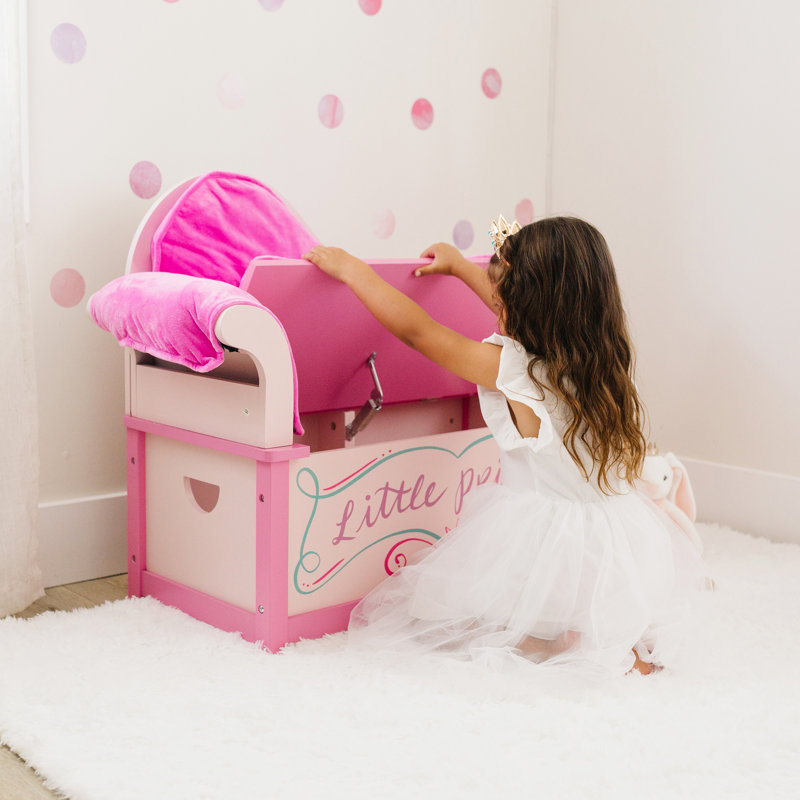 Pink Princess Chaise Lounge with Storage and Cushions