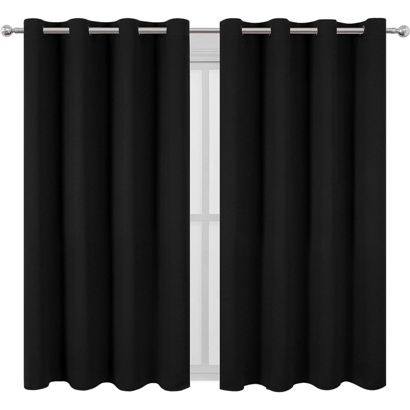 Erfried Blackout Curtain Pair, 52" W x 63" L, Black